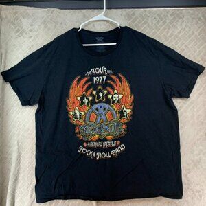 Aerosmith Mens 3XL T-Shirt Black 1977 Tour Reprint Official Graphic Short Sleeve